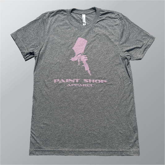 Pink PSA Stacked Logo on Gray T-Shirt